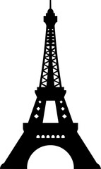 Eiffel tower in France straight view, doodle line sketch, vintage card, symbol of France sticker. Modern engraving on a white background. AI generated illustration.