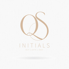 QS Monogram logo, Minimalist Typographic Line Monogram Logo, QS Wedding monogram logo, QS Typography Initial Letter Brand Logo
