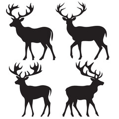 Naklejka na ściany i meble Set Of Black Deer Silhouettes
