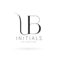 UB Monogram logo, Minimalist Typographic Line Monogram Logo, UB Wedding monogram logo, UB Typography Initial Letter Brand Logo	