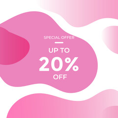illustration of an background with text, Pink background 20% off