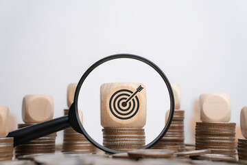 Business strategy concepts and action plans are planned by targeting marketing, goals, success and...