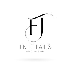 FJ Monogram logo, Minimalist Typographic Line Monogram Logo, FJ Wedding monogram logo, FJ Typography Initial Letter Brand Logo