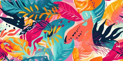 vibrant seamless tropical leaves pattern