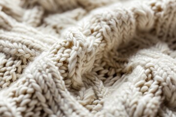Cozy Wool Abstract: Beige Knitted Sweater Close Up Texture Background
