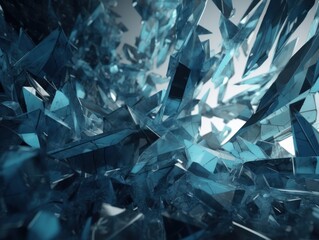 3D Render Abstract Background With a Shattered Glass Effect and Shades of Blue and Gray