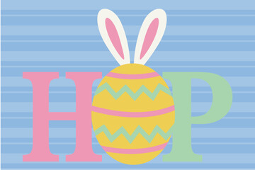 Easter card with bunny and eggs.