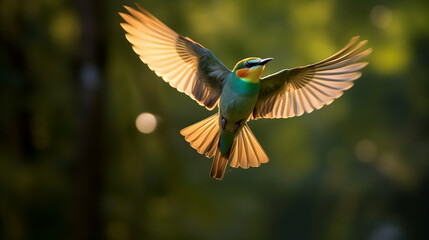 Enchanting Landing: Blue-Tailed Bee-Eater and Tree Branch in Daylight