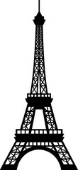 Eiffel Tower Black Silhouette Vector Illustration. AI generated illustration.