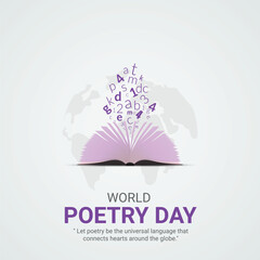 World poetry day creative ads design. March 21 World poetry day social media poster vector 3D illustration. 