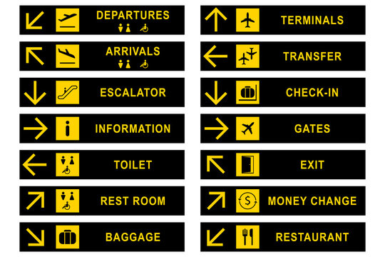 Airport signs stock illustration. Vector design.
