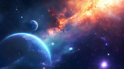 Universe Unveiled: Ideal for Astronomy Promotion, Featuring a Stunning Background of Stars and Galaxies.