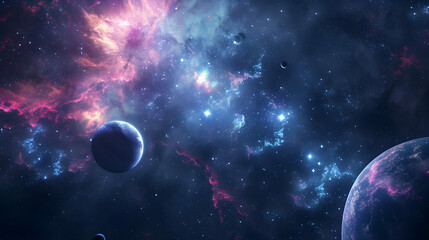 Universe Unveiled: Ideal for Astronomy Promotion, Featuring a Stunning Background of Stars and Galaxies.