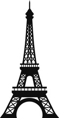 Eiffel Tower Black Silhouette Vector Illustration. AI generated illustration.