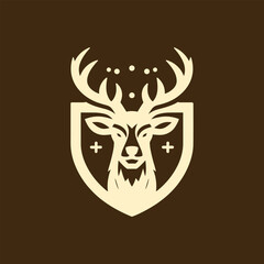 Deer head vector isolated, Hunting logo, Reindeer head isolated illustration, Wild animal