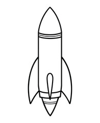 Cute and funny coloring page of a rocket. Provides hours of coloring fun for children. To color this page is very easy. Suitable for little kids and toddlers.