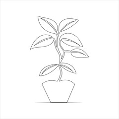 Continuous beautiful one line home plant drawing art design