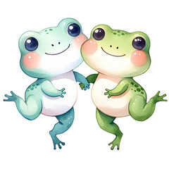 Romantic frogs dancing