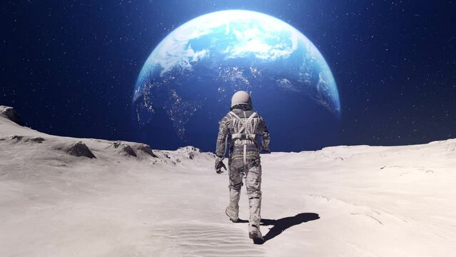 Astronaut walking on the moon