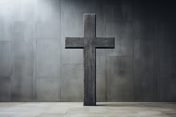 concrete cross in minimalistic modern interior