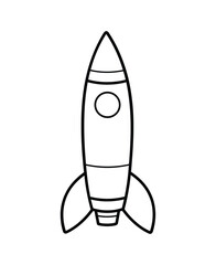 Cute and funny coloring page of a rocket. Provides hours of coloring fun for children. To color this page is very easy. Suitable for little kids and toddlers.