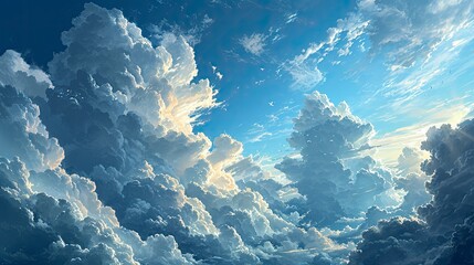 Fototapeta na wymiar Many Cloud Fantastic Blue Sky, Background Banner HD