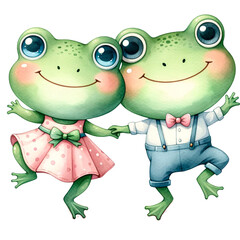 Romantic frogs dancing