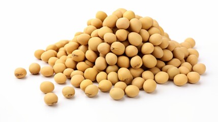 Raw Soybeans in heap, isolated on a white background, ideal for culinary and food concepts. Legumes. Superfood