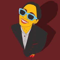 sweet smiling woman with trendy style. vector illustration