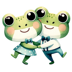 Romantic frogs dancing