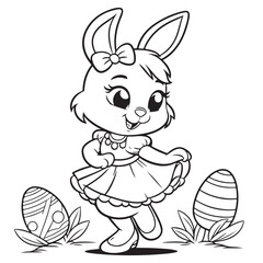 Vector easter egg coloring page with decorating eggsvector black and white