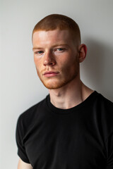 Fototapeta premium Handsome Ginger Haired Man in Plain Black T-Shirt