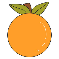 Vector illustration of orange fruit in cartoon style with outline.