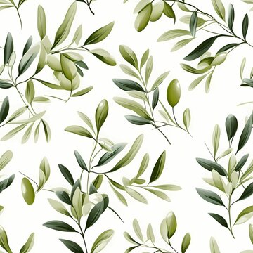 fresh natural olive illustration seamless pattern