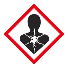 May cause asthma or allergies. GHS label. Hazard warning sign.