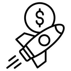 Dollar Rocket Icon Element For Design
