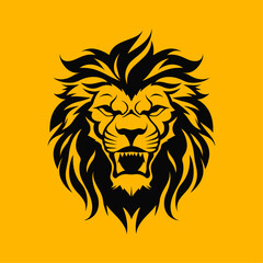 Obraz premium Angry Lion Head Roaring lion Logo emblem Angry lion Logo vector illustration