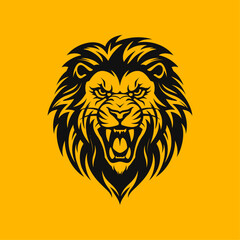 Obraz premium Angry Lion Head Roaring lion Logo emblem Angry lion Logo vector illustration