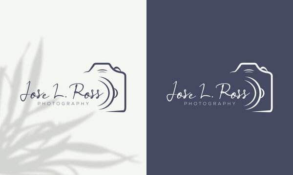 camera logo, modern photography signature logo icon vector