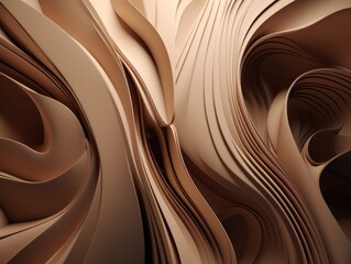3D Render Abstract Background With an Organic Shape Pattern and Shades of Brown and Beige