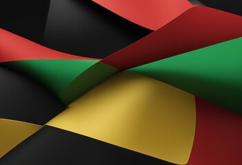 Abstract geometric black red yellow green color paper banner background Black History Month color