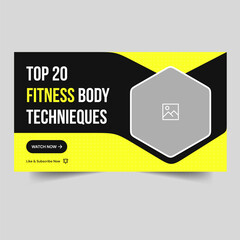 Obraz premium Editable vector illustration body workout plan tips and tricks video thumbnail banner design, customizable vector eps 10 file format