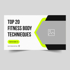 Fully customizable vector video cover banner design, body fitness tips and tricks tutorial banner design, vector eps 10 file format
