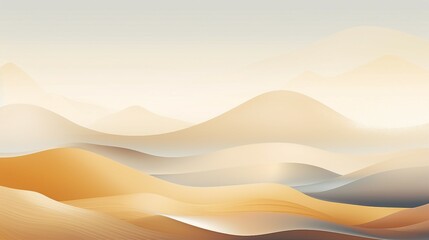 Fototapeta na wymiar Serene Geometric Mountain Landscape: Minimalist Vector Art with Tranquil Sky and Isolated Hill, Perfect for Nature Designs and Panoramic Backdrops.