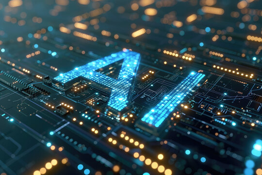 "AI" sign, artificial intelligence innovation and global online network connection for access to digital service