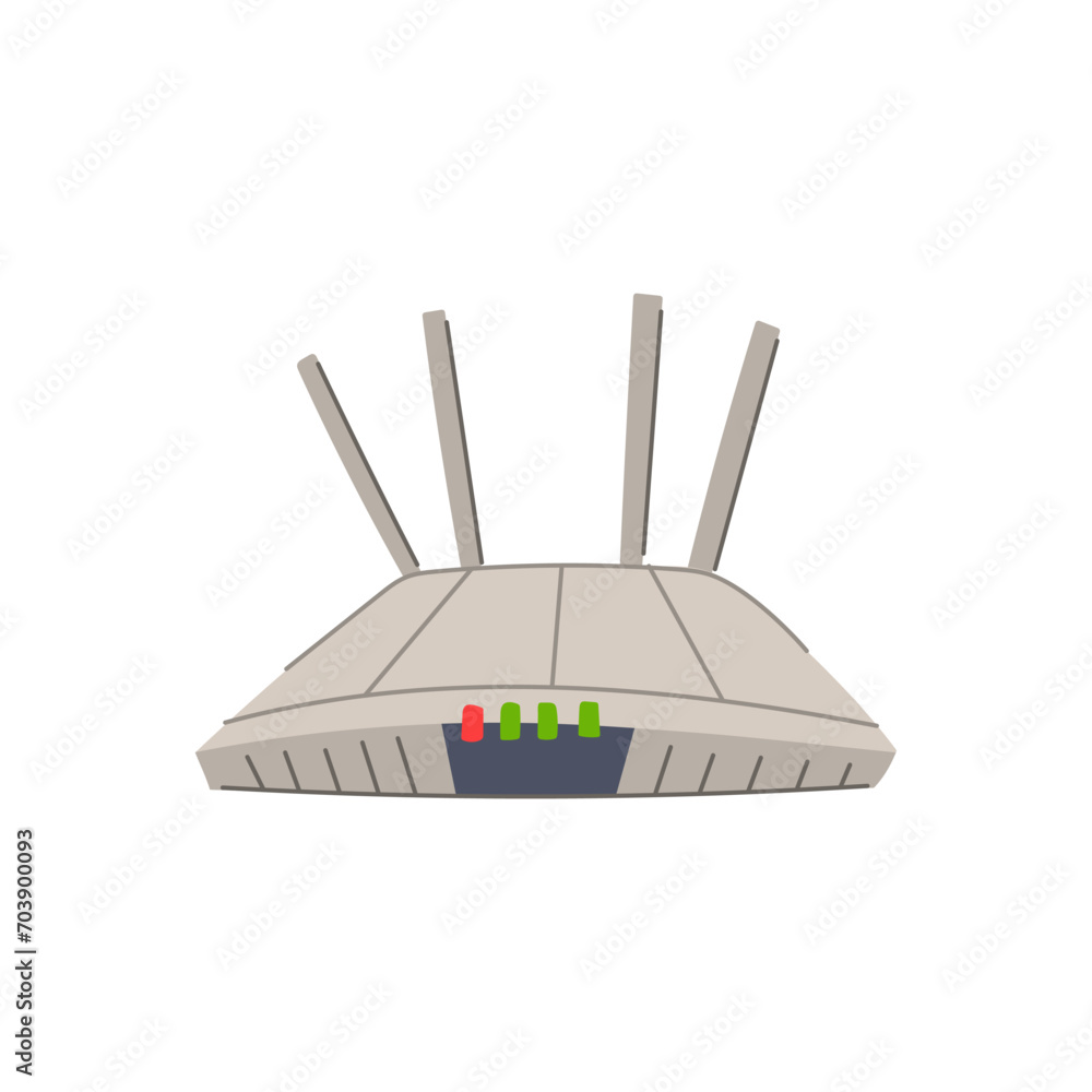 Poster wifi router cartoon. wireless broadband, network ethernet, home gateway wifi router sign. isolated s