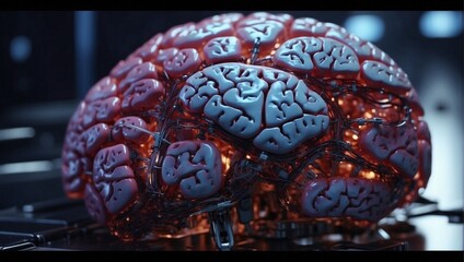 human brain with modern and futuristic high technology
