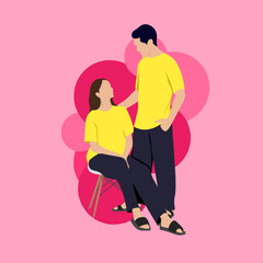 Flat illustration of romantic couple