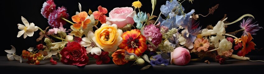 Obraz na płótnie Canvas Beautiful colorful mixed flower bouquet still life