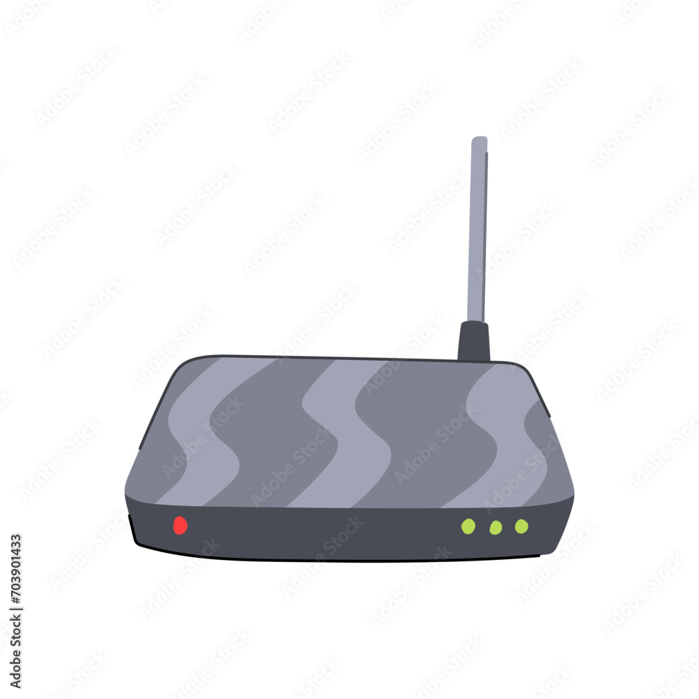 Poster gateway router cartoon. switch table, net hardware, connection cable gateway router sign. isolated s